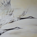 „Z cyklu żurawie”; malarstwo akrylowe